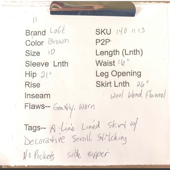 Loft A Line Skirt Ladies 10 Brown Wool Blend Decorative Stitching No Pockets - Picture 8 of 8